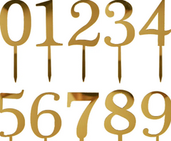 Topper - Numbers for Cupcakes  - Mirror Gold - 1" wide