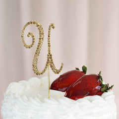 2.5" Gold Rhinestone Letter and Number Monogram Cake Toppers, Initial Wedding Cake Toppers