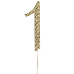 2.5" Gold Rhinestone Monogram Number Cake Toppers, Numbers 0 - 9
