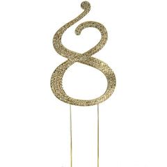 2.5" Gold Rhinestone Monogram Number Cake Toppers, Numbers 0 - 9