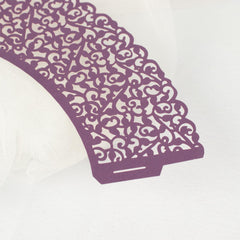 25 Pack | Purple Lace Laser Cut Paper Cupcake Wrappers, Muffin Baking Cup Trays