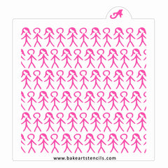 Kid Stick Figures Pattern Stencil