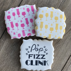Pop Fizz Clink Cookie Stencil