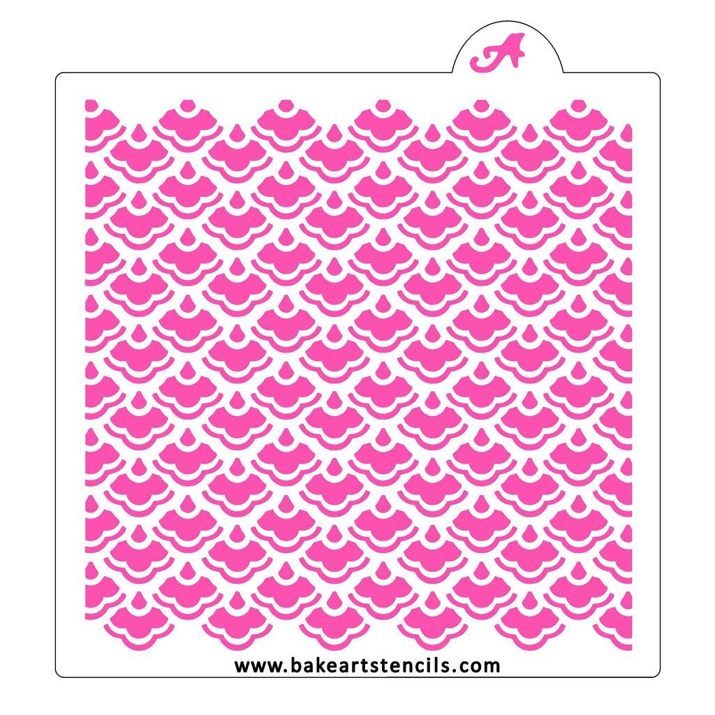 Ruffled Fish Scale Pattern Stencil