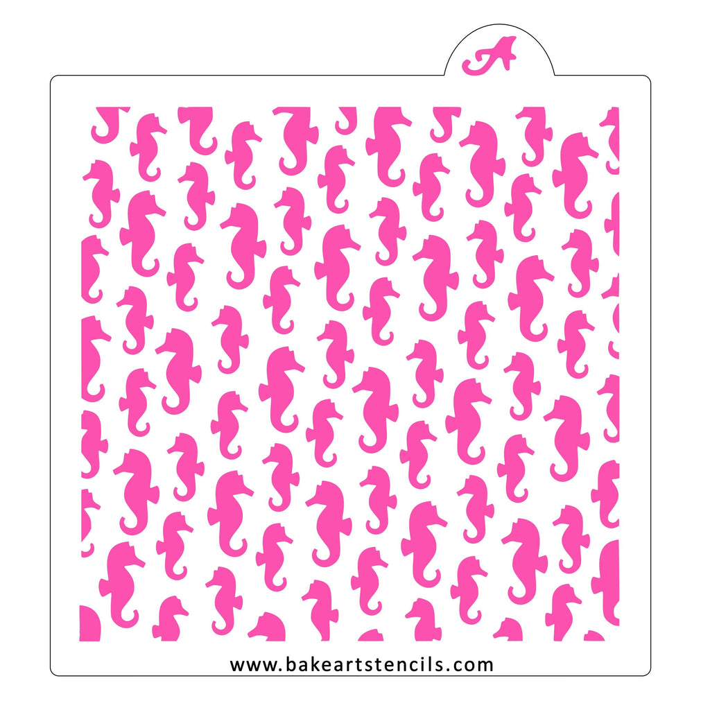 Swimming Seahorses Pattern Stencil