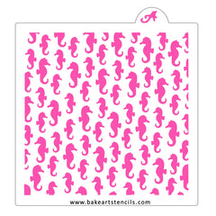 Swimming Seahorses Pattern Stencil