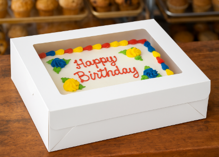 19" x 14" x 6 1/2" White Half Sheet Window Cake Box