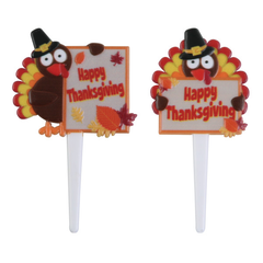 Happy Thanksgiving Turkeys Cupcake Picks - 12ct