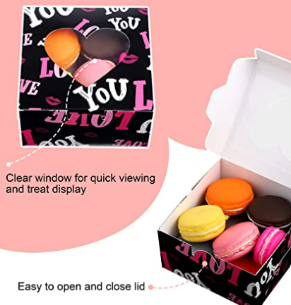 Valentine's Day Bakery Cookie Boxes with Heart Window Small | Cake