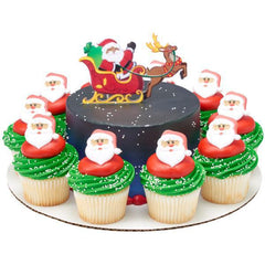 Santa Claus Cupcake Rings - 12ct