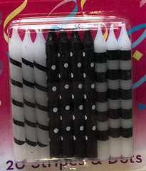 Black and White Stripes and Dot Candle