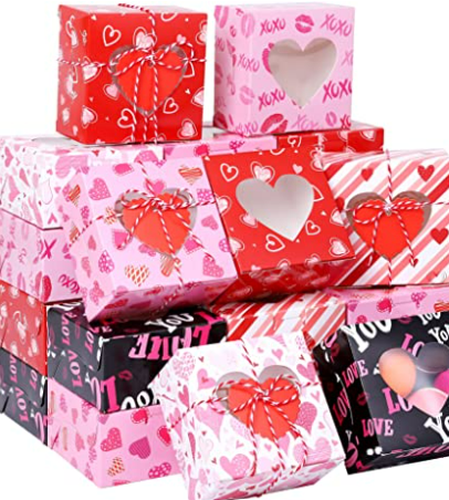 Valentine's Day Bakery Cookie Boxes with Heart Window Small | Cake