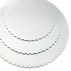 Cake board - 8" White Scallop - Single