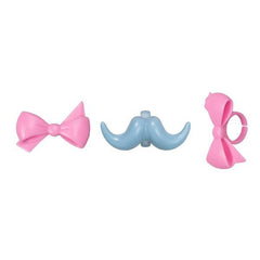 Bow & Mustache Rings - 6ct.