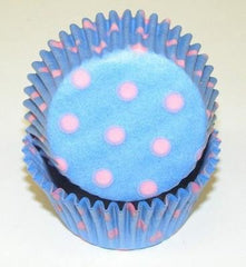 baking cups - blue/pink hot dots single