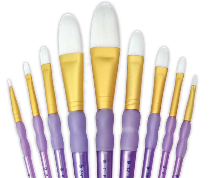 Brush Set - Filbert White Taklon - 9pc Set