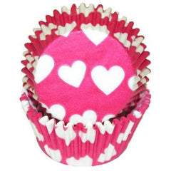 Baking Cups - Hot Pink with Hearts - 50ct