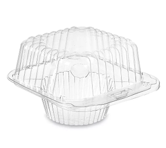 Plastic - 1 Cavity Flat Top Cupcake Container - 24ct / 48ct