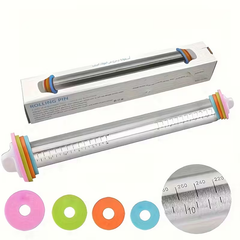Heavy-Duty Stainless Steel Rolling Pin with Adjustable Thickness Guide & Ergonomic Non-Slip Grip