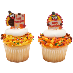 Happy Thanksgiving Turkeys Cupcake Picks - 12ct
