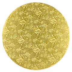 Cake Board - 8" Rd Gold Wrap - (Foldunder)