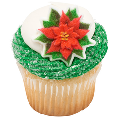 Poinsettia Sugar Decorations - 3ct