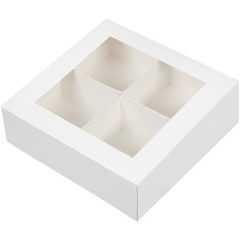 Wilton 4-Cavity White Window Bakery Boxes with Dividers