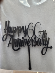 Topper - Happy 60 Anniversary - Black Acrylic