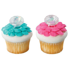 Iridescent Diamond Cupcake Rings - 6ct.