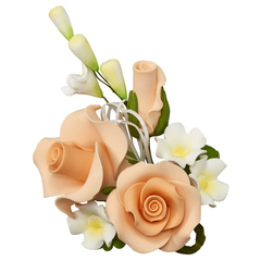 Peach Trio Rose Spray - Gum Paste