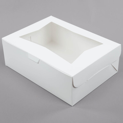 19" x 14" x 6 1/2" White Half Sheet Window Cake - 6ct or 12ct
