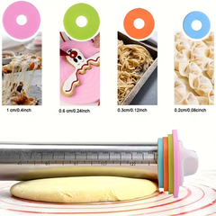 Heavy-Duty Stainless Steel Rolling Pin with Adjustable Thickness Guide & Ergonomic Non-Slip Grip