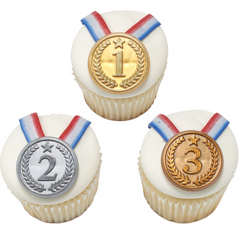 Gold, Silver, and Bronze Medal Foil Cupcake Rings - 6ct