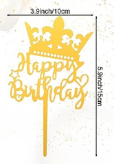 Happy Birthday Cake Toppers Gold and Silver