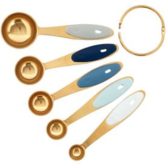 Navy & Gold Nesting Measuring Spoons with Snap-On Ring, 5-Count