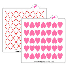 Argyle Hearts Cookie Stencil Set