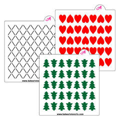 Argyle Hearts Cookie Stencil Set