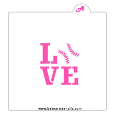 Baseball Love Cookie Stencil