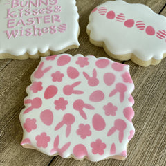 Bunny Kisses Easter Wishes Cookie Stencil