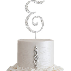 2.5" Silver Rhinestone Monogram Letter and Number Cake Toppers