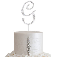 2.5" Silver Rhinestone Monogram Letter and Number Cake Toppers