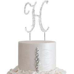 2.5" Silver Rhinestone Monogram Letter and Number Cake Toppers