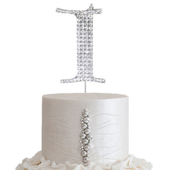 2.5" Silver Rhinestone Monogram Letter and Number Cake Toppers