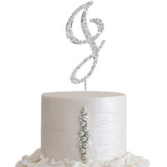 2.5" Silver Rhinestone Monogram Letter and Number Cake Toppers