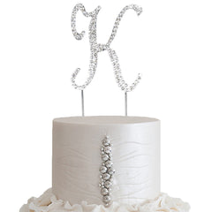 2.5" Silver Rhinestone Monogram Letter and Number Cake Toppers