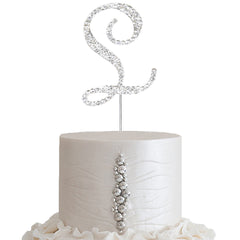 2.5" Silver Rhinestone Monogram Letter and Number Cake Toppers