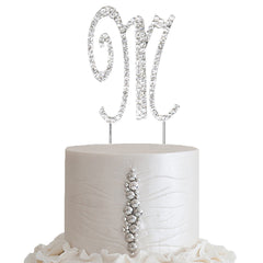 2.5" Silver Rhinestone Monogram Letter and Number Cake Toppers