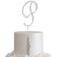 2.5" Silver Rhinestone Monogram Letter and Number Cake Toppers