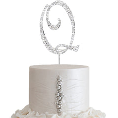 2.5" Silver Rhinestone Monogram Letter and Number Cake Toppers