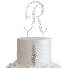 2.5" Silver Rhinestone Monogram Letter and Number Cake Toppers